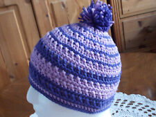 Häkelmütze aus myboshi-Wolle No 5, violett-candy purpur, 2 Tragemöglichkeiten