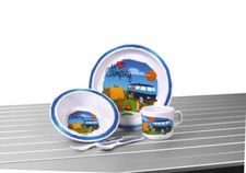 Melamin Kindergeschirr-Set 5-teilig, Motiv: 'We love Camping'