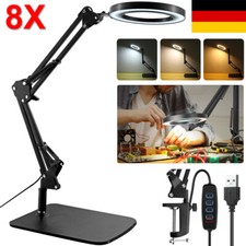 8X Lupe mit LED Licht Desktop Stand Leselupe Vergrößerung Arbeitslupe Dimmbare