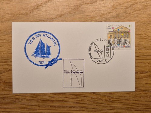 Postkarte mit schiffsstempel - postkarte,
