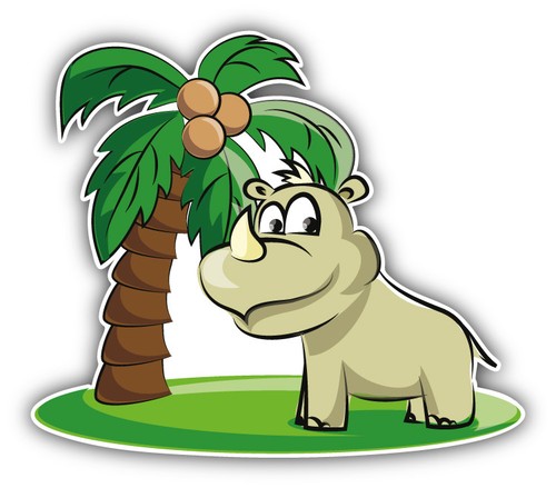 Autoaufkleber rhinozeros palme - rhinozeros,