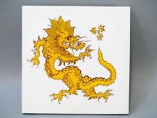 Alte Meissen Fliese Wandfliese Ming Drache Gelb