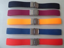 Silicon Uhrband Sicherheitsfaltschließe 18, 20, 22, 24 Silikon 5 Farben