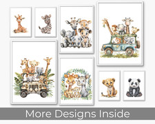 Niedliches Safari Tier Kinder Wandbild Poster Druck Wohndeko Bild Kunst A4 A3 lustig