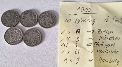 Pfennig 1900 - 5x, –
