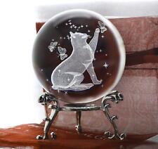 3D Katze Kristallkugel Glas Katze Briefbeschwerer Kristallkugel mit Ständer Katze Ornamente