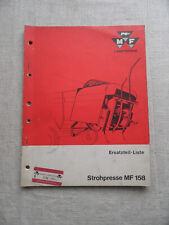 MF Landtechnik - MASSEY FERGUSON - STROHPRESSE MF 158 - Ersatzteil-Liste 1968