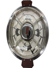 Vintage 30er Jahre Serviertablett mit Glaseinsätzen – Art Deco Stil – 41,5 cm