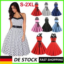 Damen Vintage 50er60er Rockabilly Midikleid Petticoat Partykleider Cocktail--DEU