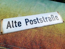Altes Emailschild "Alte Poststraße "altes Straßenschild Nr.2
