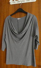 Shirt 3 Suisses tiefer Wasserfallausschnitt grau Gr. 38/40 ¾ Arm 95% Viskose