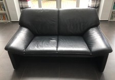 Sofa 2-Sitzer Leder schwarz