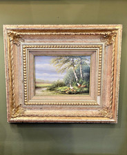 Zeitgenössisches niederländisches Ölgemälde auf Karton von Enten am Flussufer, Jeeny Meyer