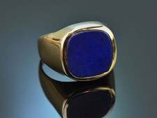 HERREN WAPPEN SIEGEL RING MIT LAPISLAZULI AUS GOLD AUS MÜNCHEN UM 1975