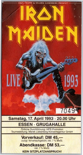 Iron maiden ticket 1993 tour - ticket,