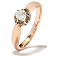 Solitär Ring aus 585er Gelbgold 14K 1 Diamant ca. 0,25ct Ringgröße 56