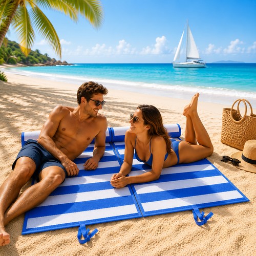 2tlg strandmatte stranddecke - 2tlg,
