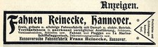 Franz Reinecke Hannover Fahnen und Flaggen Historische Reklame von 1907