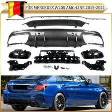 Heckdiffusor Doppelrohr Endrohren für Mercedes W205 S205 Stoßstange Carbon Look