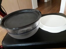 Tupperware Tafelperle 2,1l mit  Deckel weiß und Auflagedeckel blau