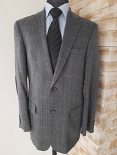 BARUTTI 100% SEIDE Sakko Blazer Jacke Gr.102 /L42 Fischgrätenmuster grau Patches