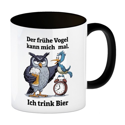 Graue eule mit bierkrug - graue,