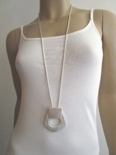 Damen Hals Kette lang Modekette Silber Anhänger Statement Blogger Lagenlook ö981