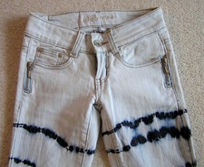 NEU, Damen Batik Stretch Jeans, hellblau-dunkelblau, Größe 34