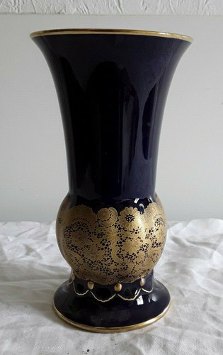 Porzellan vase kobaltblau gold - vase,