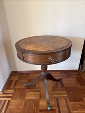 Vintage Drum Table Leder Tisch