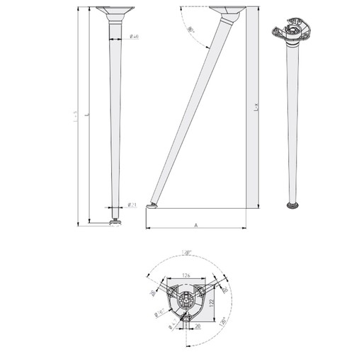 Metall tischbein schräg - tischbein,