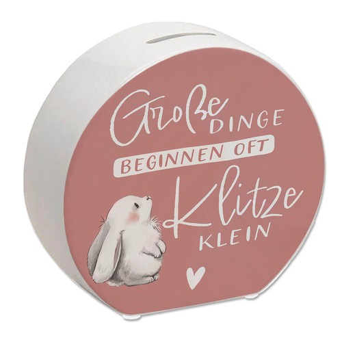 Baby hase spardose mit spruch - mit,