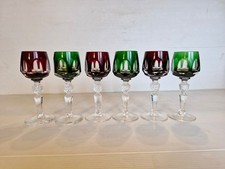 Nachtmann Antika - Likörgläser aus Bleikristall Überfangglas rot+grün - 6 Stück