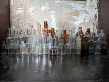 10 Antike Glasflaschen, Apotheker, 19/20jh