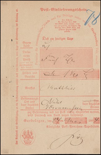 Preußen einlieferungsschein - preußen,