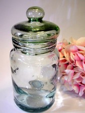 vintage Bonboniere Glas Vorratsglas Tante Emma Laden Deckeldose grün Pressglas