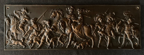 Alte bronze relief wandplatte - alte,