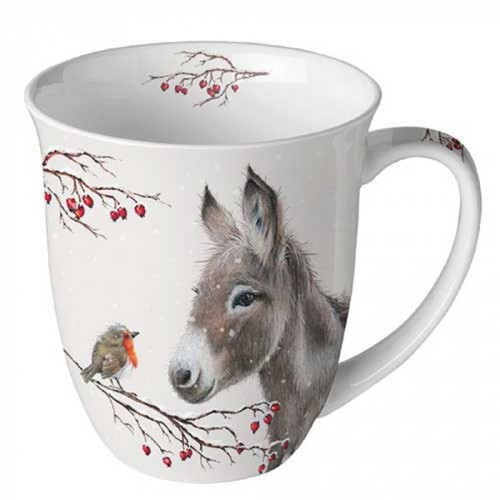 Tasse esel und rotkehlchen - esel,
