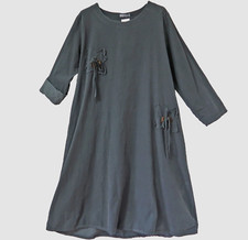 La Bass lässiges Long Kleid Feincord EG 44-46-48 Taschen A-Linie dunkelgrau