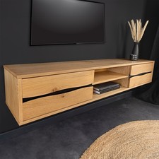 TV-Lowboard LIVING EDGE - 160cm - natur Wildeiche - geölt - Baumkante - hängend