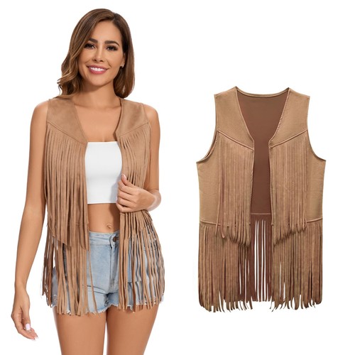 Damen fringe weste - weste, 70er