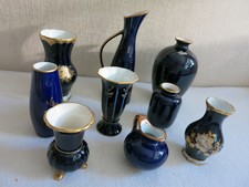 Konvolut 9 Vasen, Echt Kobalt, Porzellan, blau und gold, Dachbodenfund,top