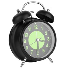 4 Zoll Doppelglockenwecker mit Nachtlicht Lauter Alarm Wecker Retro kein Ticken