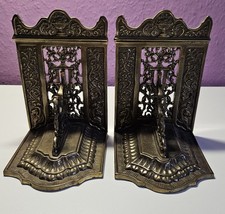 Vintage Paar Buchstützen Messing massiv mit geflügeltem Löwe