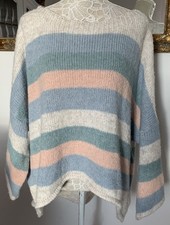 Grobstrickpullover mit Wolle von Xuna, Gr. XL/XXL 48-52, Pastelfarbene Streifen