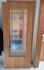 schöne Zimmertür in Buche, Gr.860x1985 cm, mit Türgriff+Glaseinsatz, Anschlag li
