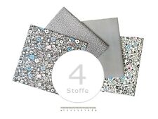 Stoffpaket 4 Stoffe Blümchen grau /weiß, Blumen, Punkte, Pünktchen, dots