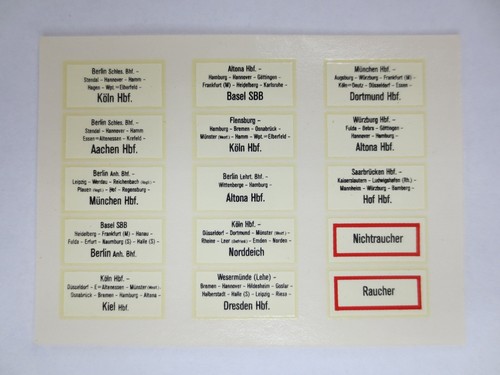 Zuglaufschilder für