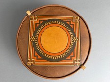 Antik Leder Schachtel Schatulle Wiener Werkstätte? Signiert 30er Deckeldose Box