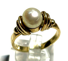 Solider Klassiker 585 Gold 14 K Ring 17,5 mm RG 55 Natur Perle Juwelier 4,25 Gr.